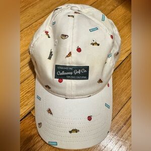 Callaway Cream Novelty Print Baseball Cap with Red and Blue Accents